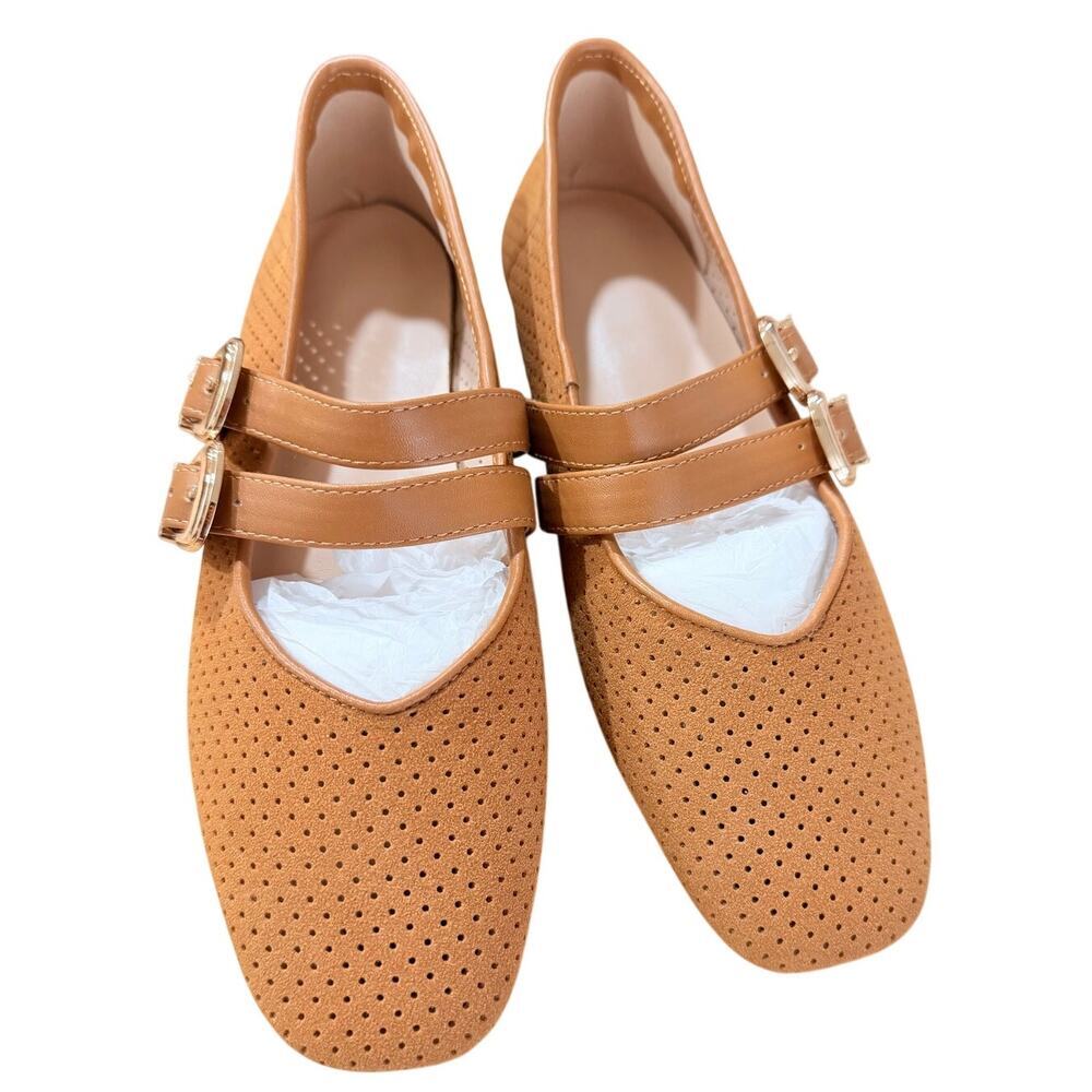 NEW Women's Baylee Double Strap Ballet Flats Color: Pecan Size 7.5